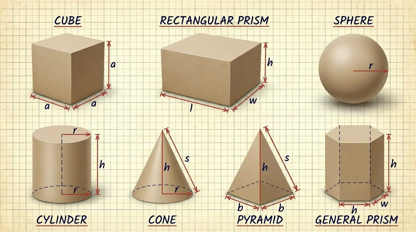 Shapes with edge length labeled